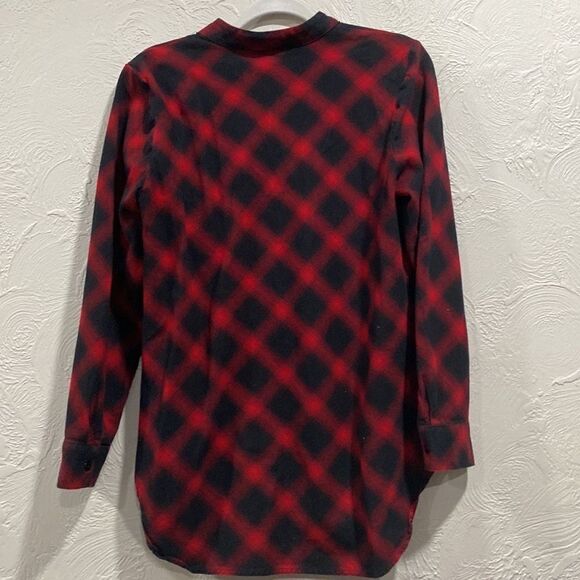 Soft Surroundings Black Red Buffalo Plaid Manchester Flannel Zip Up Tunic- Med - Picture 6 of 7